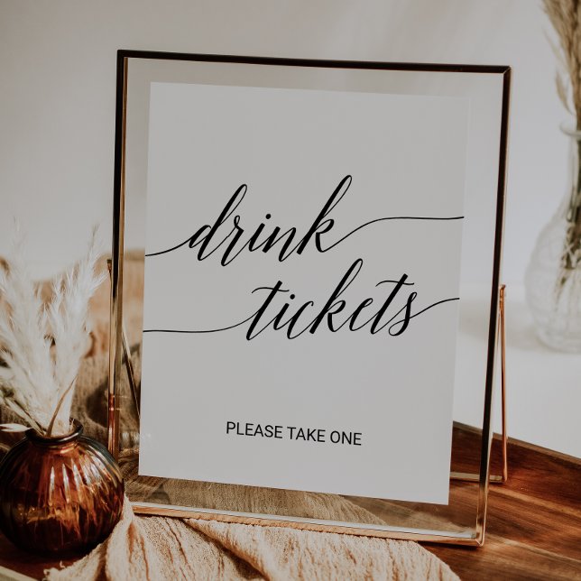 Póster Elegante Boda de caligrafía negra para bebidas (Subido por el creador)