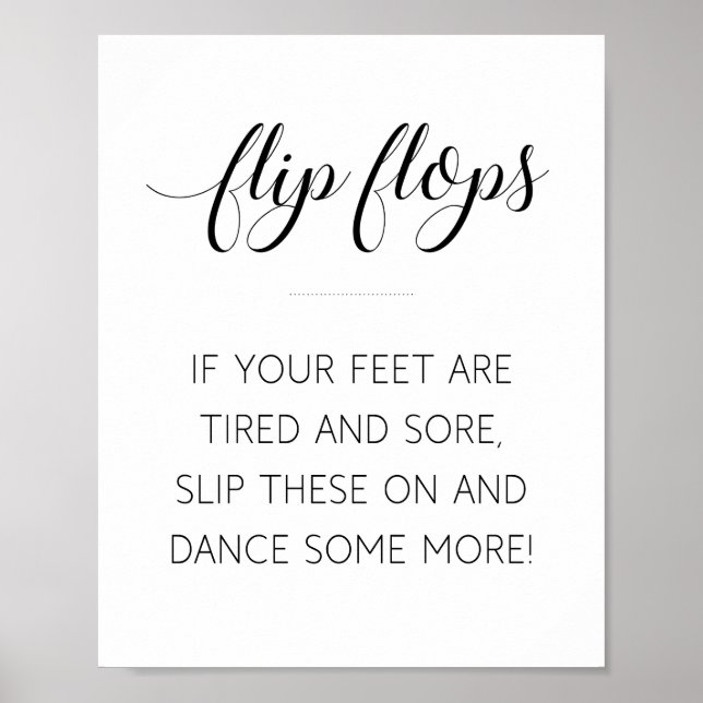 Póster Elegante Boda de caligrafía Rótulo Flip Flops (Frente)