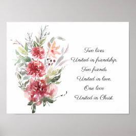 Póster Elegante Boda de citas Inspiradoras con flores ros