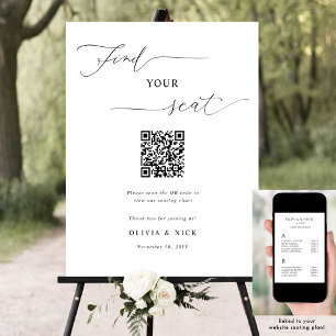 Póster Elegante Boda de código QR Rótulo del plan de asie