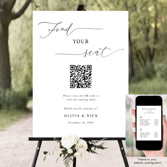 Póster Elegante Boda de código QR Rótulo del plan de asie (Subido por el creador)