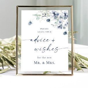 Póster Elegante Boda de consejos y deseos de floaje inver