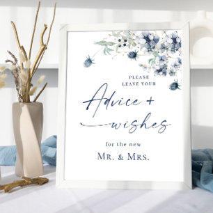 Póster Elegante Boda de consejos y deseos de floaje inver