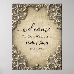 Póster Elegante Boda de encaje rústico del Charm del Sur