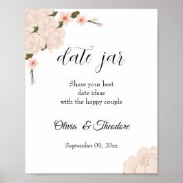 Póster Elegante Boda de Flor Floral Rosa Jar