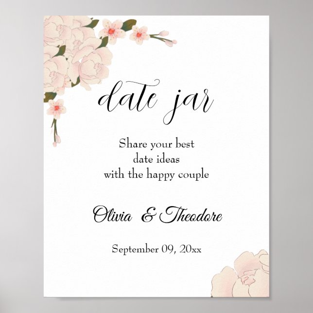 Póster Elegante Boda de Flor Floral Rosa Jar (Frente)