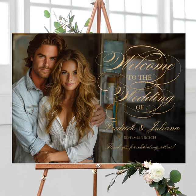 Póster Elegante boda de guiones de oro bienvenida (Subido por el creador)