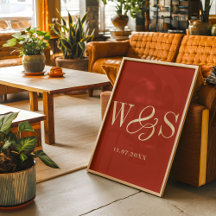 Elegante boda de iniciales de pareja rústica