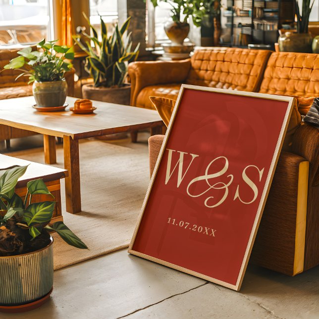 Póster Elegante boda de iniciales de pareja rústica (Subido por el creador)