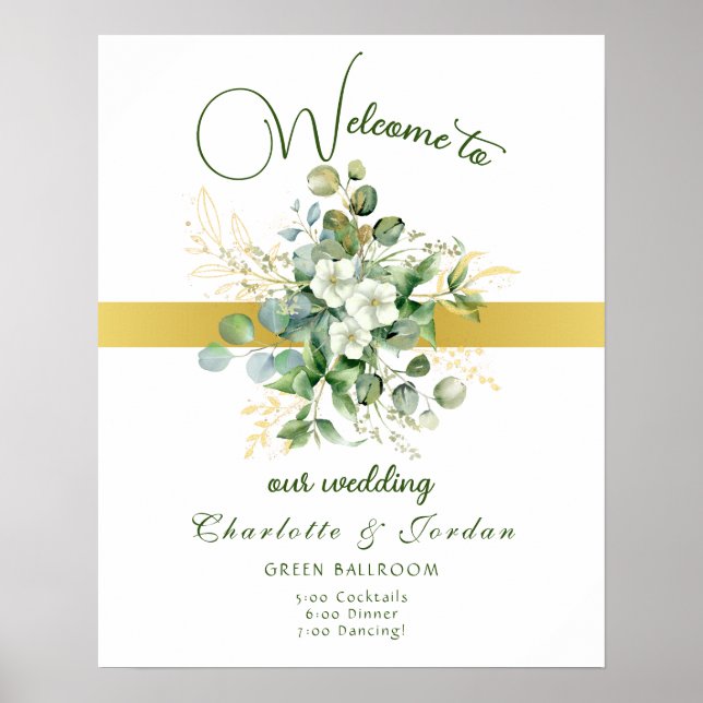 Póster Elegante Boda de la vegetación Poster de bienvenid (Frente)