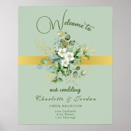 Póster Elegante Boda de la vegetación Poster de bienvenid