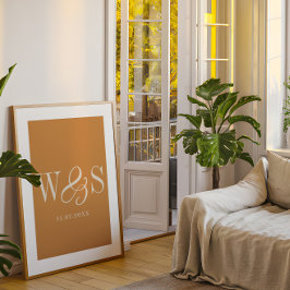 Póster Elegante boda de las iniciales de la pareja de mos