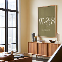 Elegante boda de las iniciales de la pareja verde