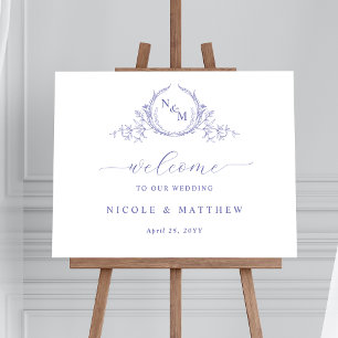 Póster Elegante Boda de Lavanda Monogramado Signo de Bien