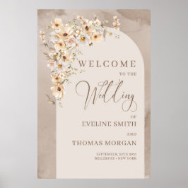 Póster Elegante boda de marfil blanco neutro