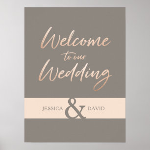 Póster Elegante Boda de Relieve metalizado de imitación d