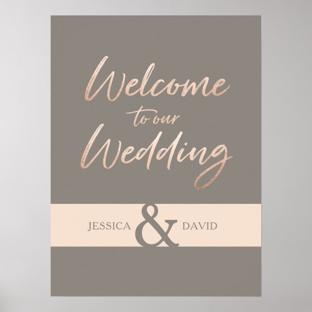 Póster Elegante Boda de Relieve metalizado de imitación d (Frente)