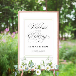 Póster Elegante Boda de signo de bienvenida de script