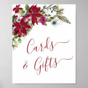 Póster Elegante Boda de Tarjetas y Regalos de Poinsettia
