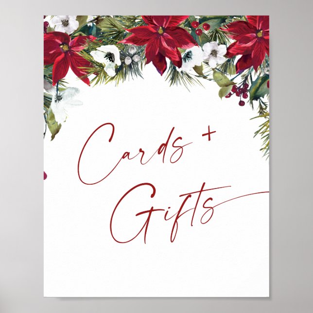 Póster Elegante Boda de Tarjetas y Regalos de Poinsettia  (Frente)