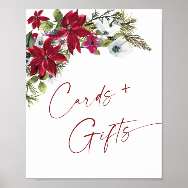 Póster Elegante Boda de Tarjetas y Regalos de Poinsettia  (Frente)