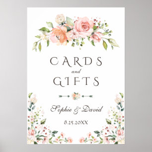 Póster Elegante Boda de tarjetas y regalos florales de cr