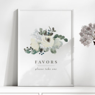 Póster Elegante Boda de Vidrio Floral de Marfil Favorece