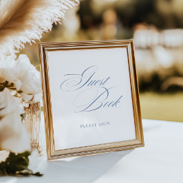 Póster Elegante Boda del libro de invitados Dusty Blue Ca