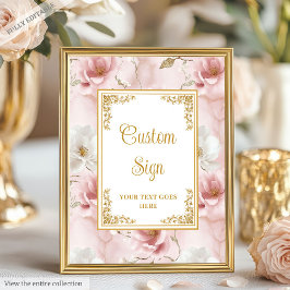 Póster Elegante Boda dorado rosado Rótulo Personalizado