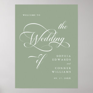 Póster Elegante Boda elegante sage signo de bienvenida ve