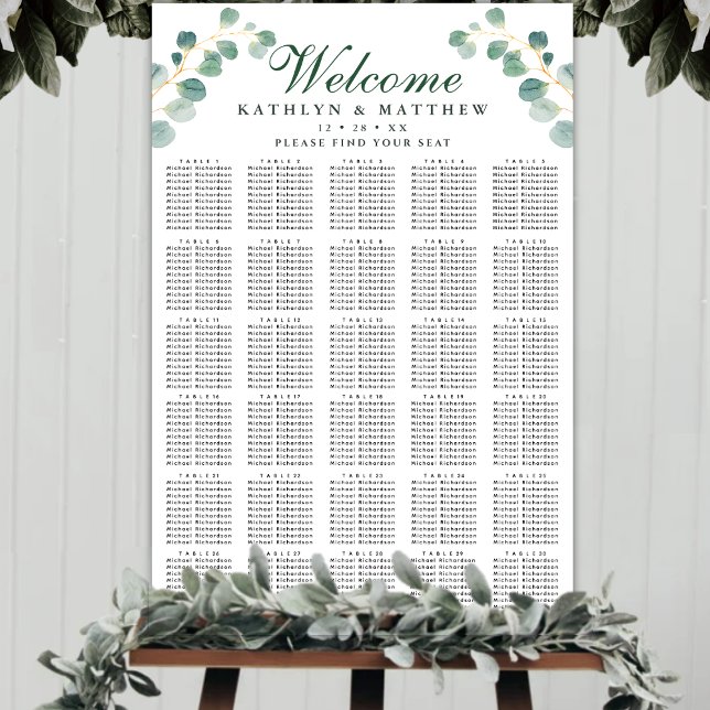 Póster Elegante Boda Eucalyptus 30 Asientos de Mesa (Subido por el creador)