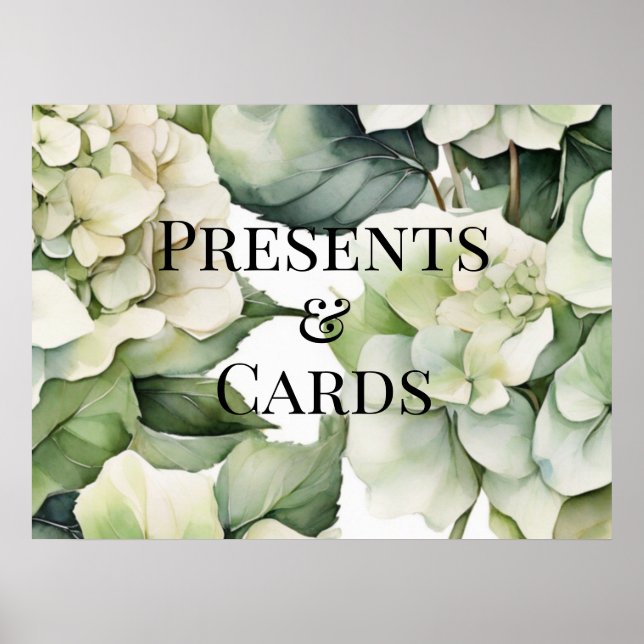 Póster Elegante boda floral de acuarela verde (Frente)