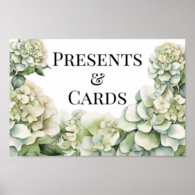 Póster Elegante boda floral de acuarela verde (Frente)