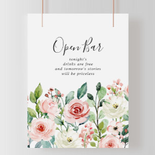 Póster Elegante Boda floral elegante de otoño Rótulo de b