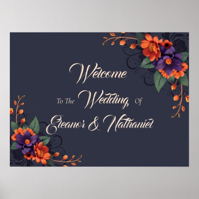 Póster Elegante Boda floral gótico 3D (Frente)