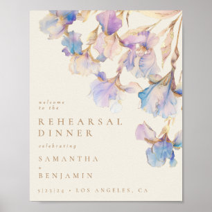 Póster Elegante Boda Floral Iris Cena de Ensayos