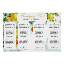 Póster Elegante Boda floral y acuarela de frutas