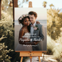 Elegante boda fotográfico signo de bienvenida guió