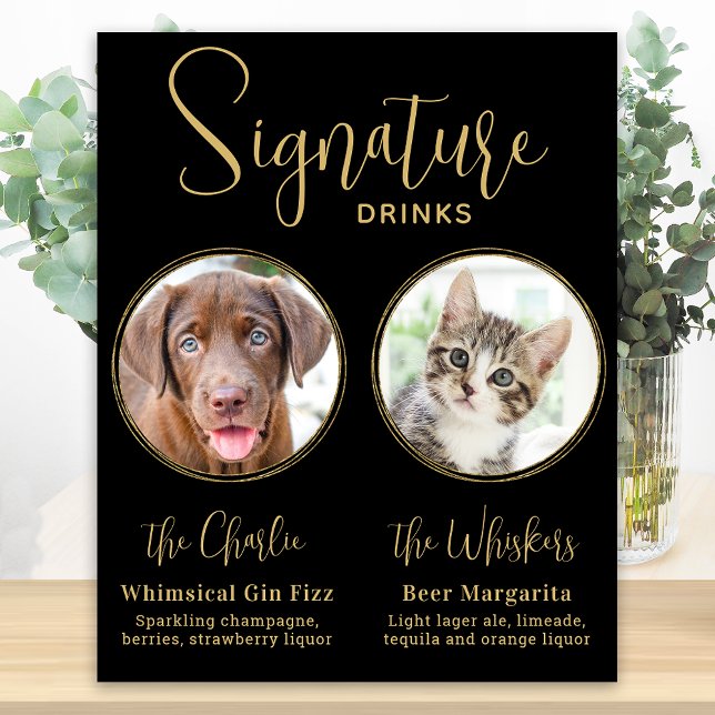 Póster Elegante Boda Mascota de oro negro Bebidas con fir (Subido por el creador)