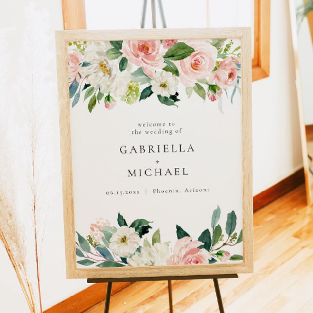Póster Elegante Boda Rubor Pink Floral Greeneration (Subido por el creador)