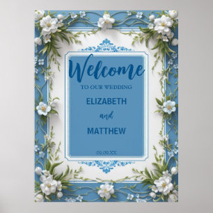 Póster Elegante Boda rústico de flores de Hydrangea blanc