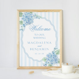 Póster Elegante Boda victoriano azul Hydrangea