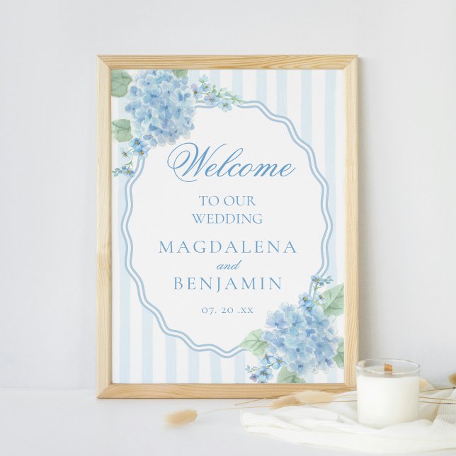 Póster Elegante Boda victoriano azul Hydrangea (Subido por el creador)