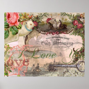 Póster Elegante Boda Vintage Matrimonio Antiguo Vintage