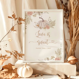 Póster Elegante boho otoño El amor es dulce toma un regal