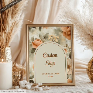 Póster Elegante Boho Terracota Marfil Floral Sábila Perso