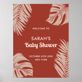 Póster Elegante Boho Tropical deja la bienvenida a Baby S