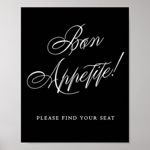 Póster Elegante Bon Appetite Por Favor Encuentra Tu Asien