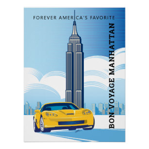 Póster Elegante BON VOYAGE MANHATTAN Design