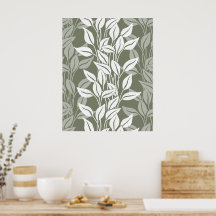 Elegante Botánica Moderna Follaje Verde Musgo
